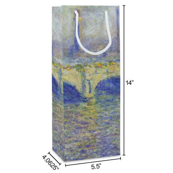 Waterloo Bridge by Claude Monet Wine Gift Bag - Dimensions