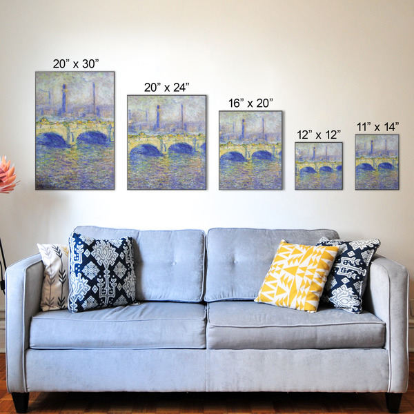 Waterloo Bridge by Claude Monet Wood Prints - Size Comparison