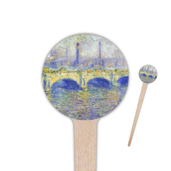 Custom Waterloo Bridge by Claude Monet 4" Round Wooden Food Picks - Single Sided
