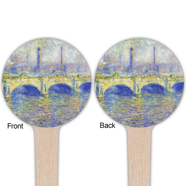 Waterloo Bridge by Claude Monet Wooden 4" Food Pick - Round - Double Sided - Front & Back