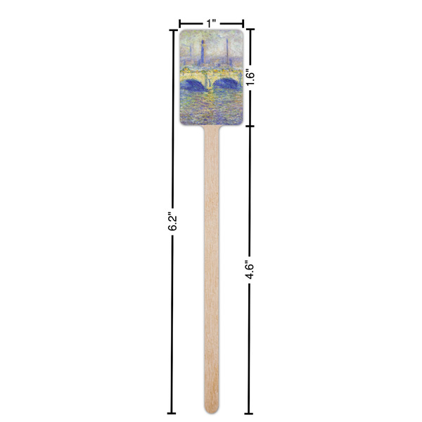 Waterloo Bridge by Claude Monet Wooden 6.25" Stir Stick - Rectangular - Dimensions