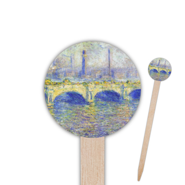 Custom Waterloo Bridge by Claude Monet 6" Round Wooden Food Picks - Double Sided