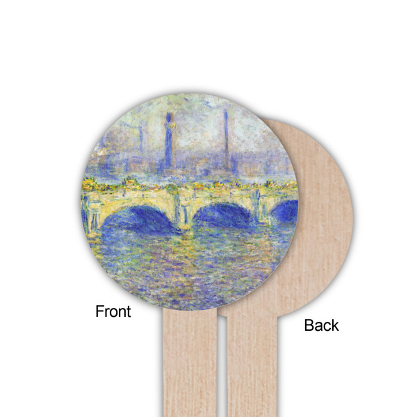 Waterloo Bridge by Claude Monet Wooden 6" Food Pick - Round - Single Sided - Front & Back