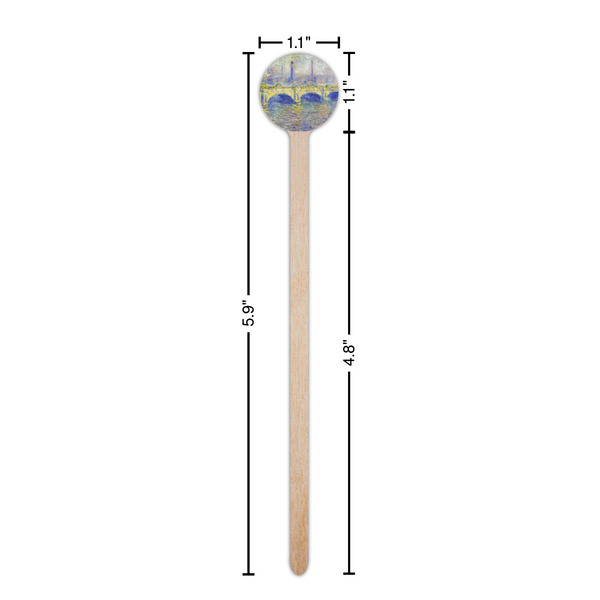 Waterloo Bridge by Claude Monet Wooden 6" Stir Stick - Round - Dimensions
