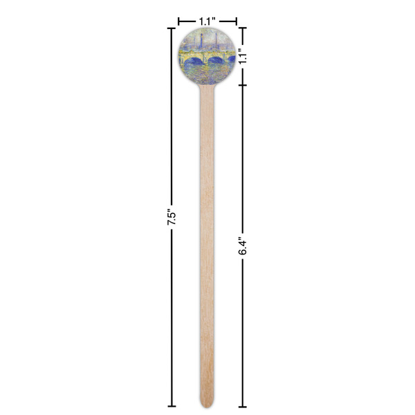 Waterloo Bridge by Claude Monet Wooden 7.5" Stir Stick - Round - Dimensions