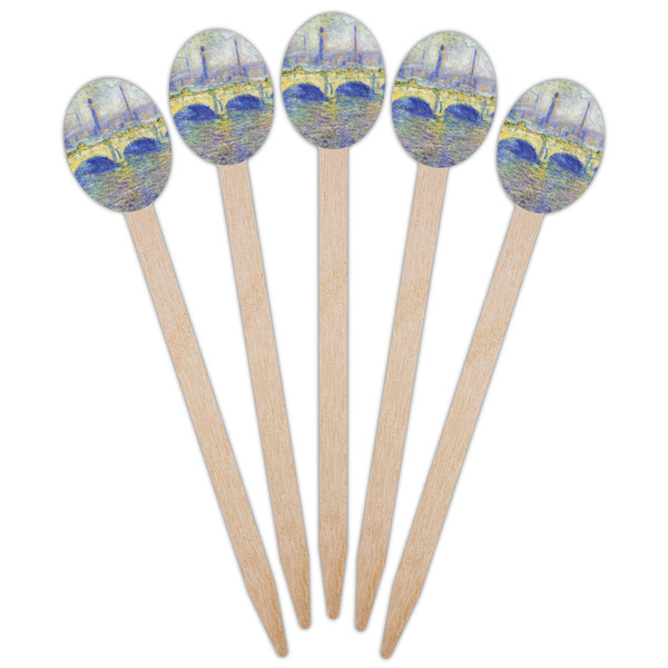 Waterloo Bridge by Claude Monet Wooden Food Pick - Oval - Fan View