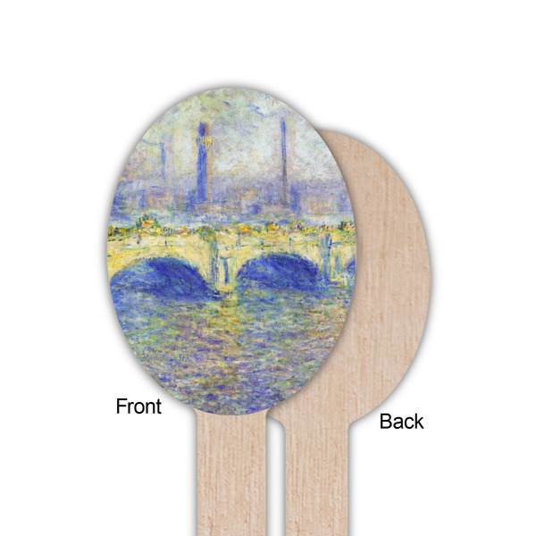 Waterloo Bridge by Claude Monet Wooden Food Pick - Oval - Single Sided - Front & Back