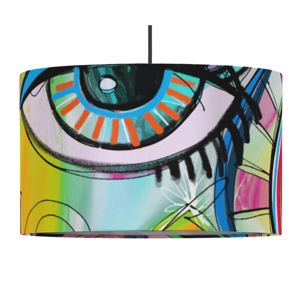 Custom Abstract Eye Painting 12" Drum Pendant Lamp - Fabric