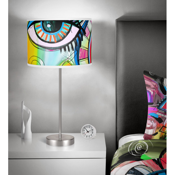 Abstract Eye Painting 13 inch drum lamp shade - in room