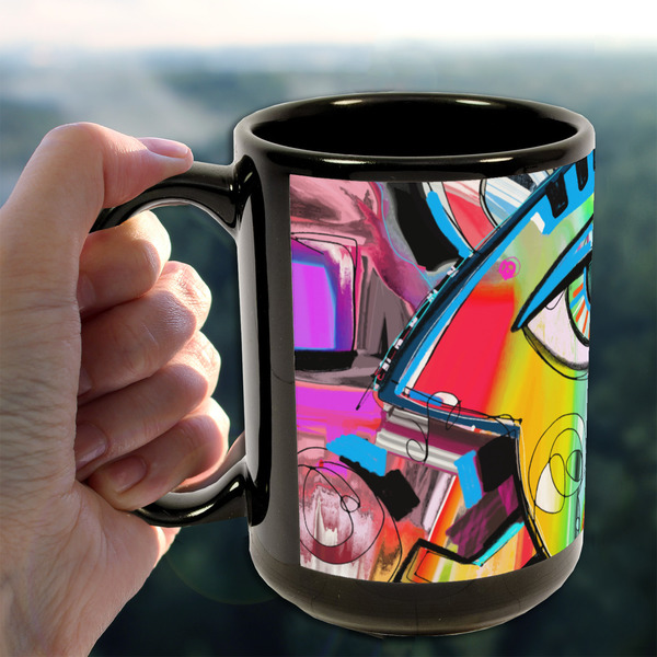 Abstract Eye Painting 15oz. Black Mug - LIFESTYLE