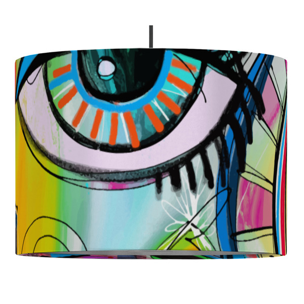 Custom Abstract Eye Painting 16" Drum Pendant Lamp - Fabric