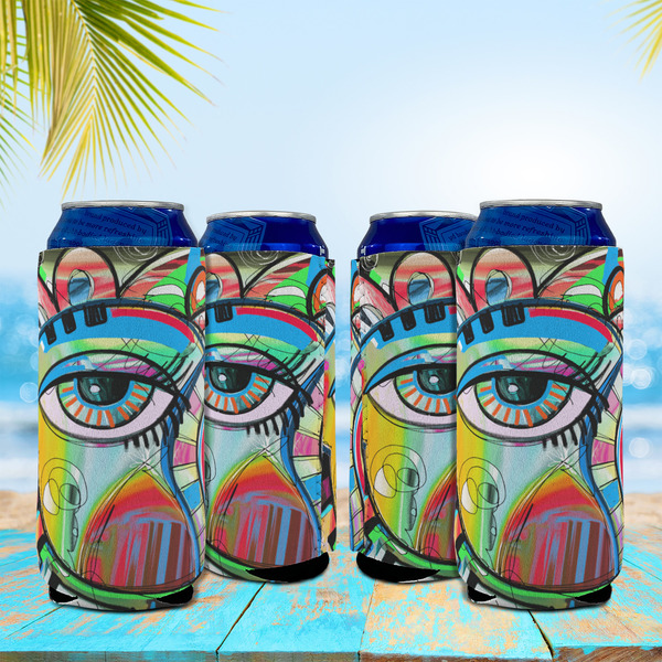 Abstract Eye Painting 16oz Can Sleeve - Set of 4 - LIFESTYLE