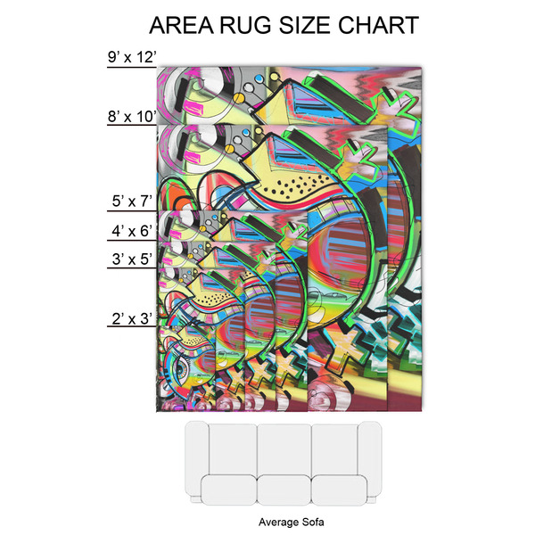 Abstract Eye Painting 2'x3' Indoor Area Rugs - Size Chart