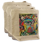 Abstract Eye Painting Reusable Cotton Grocery Bags - Set of 3