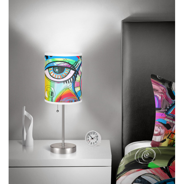 Abstract Eye Painting 7 inch drum lamp shade - in room