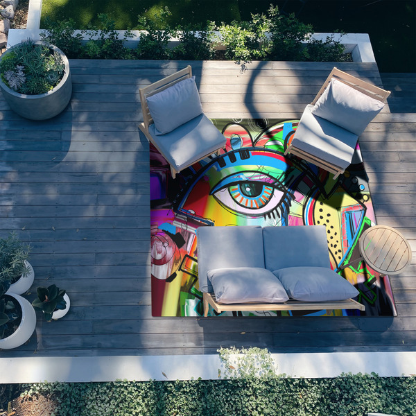 Abstract Eye Painting 8'x10' Patio Rug - In context