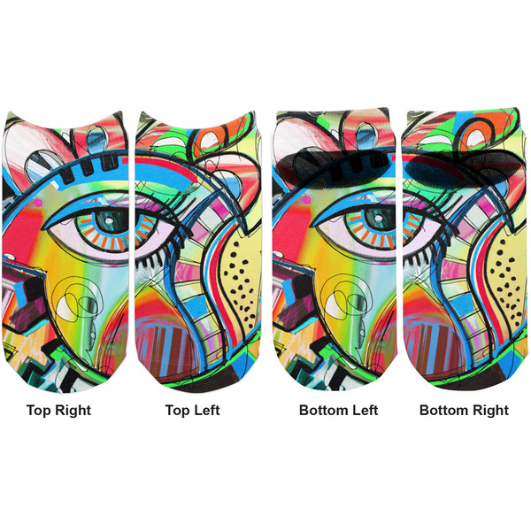 Abstract Eye Painting Adult Ankle Socks - Double Pair - Front and Back - Apvl
