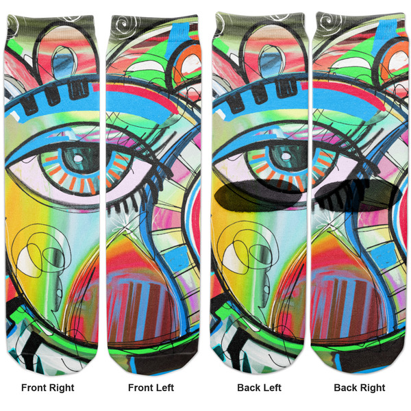 Abstract Eye Painting Adult Crew Socks - Double Pair - Front and Back - Apvl