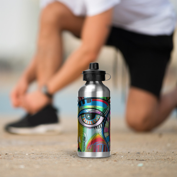 Abstract Eye Painting Aluminum Water Bottle - Silver LIFESTYLE