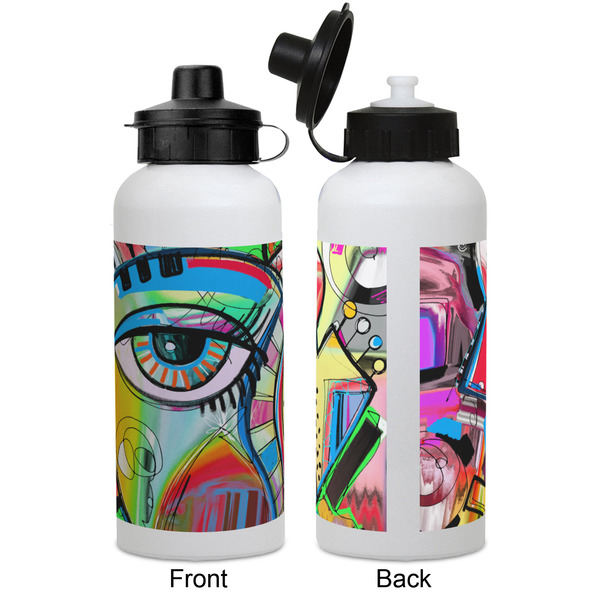Abstract Eye Painting Aluminum Water Bottle - White APPROVAL