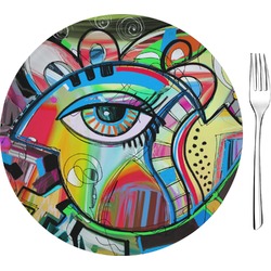 Abstract Eye Painting Glass Appetizer / Dessert Plate 8"