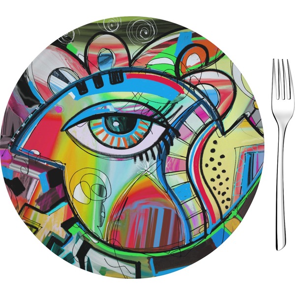 Custom Abstract Eye Painting Glass Appetizer / Dessert Plate 8"
