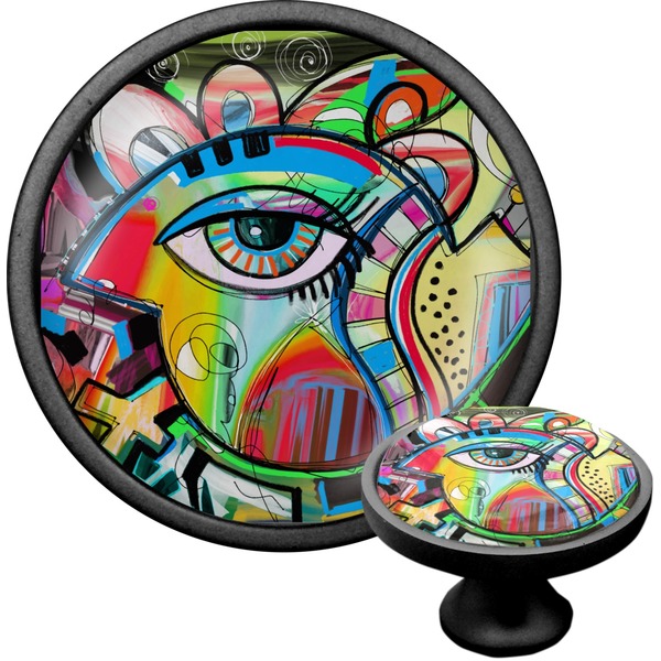 Custom Abstract Eye Painting Cabinet Knob (Black)