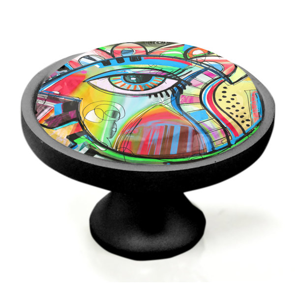 Abstract Eye Painting Black Custom Cabinet Knob (Side)