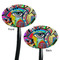 Abstract Eye Painting Black Plastic 7" Stir Stick - Double Sided - Oval - Front & Back