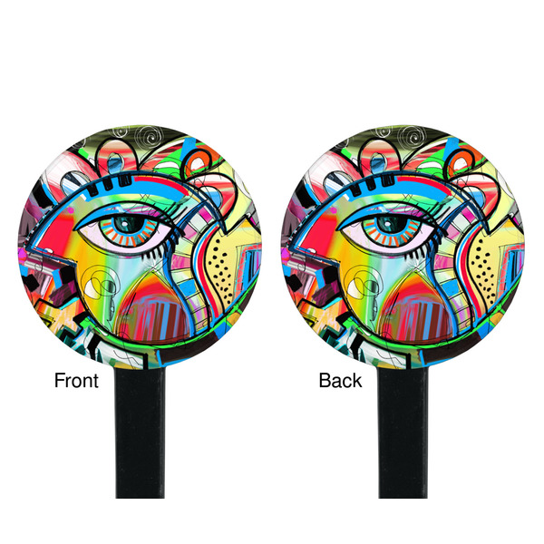 Abstract Eye Painting Black Plastic 7" Stir Stick - Double Sided - Round - Front & Back