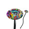 Abstract Eye Painting Black Plastic 7" Stir Stick - Oval - Closeup