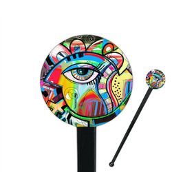 Abstract Eye Painting 7" Round Plastic Stir Sticks - Black - Single Sided