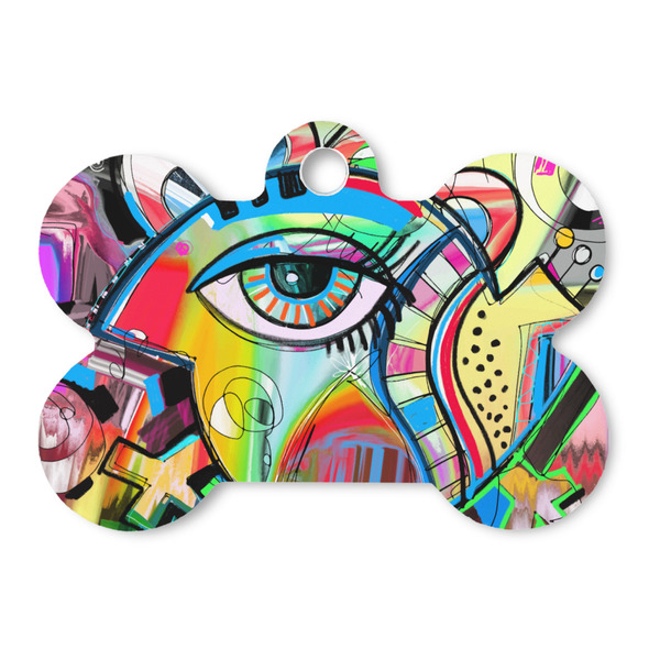 Custom Abstract Eye Painting Bone Shaped Dog ID Tag