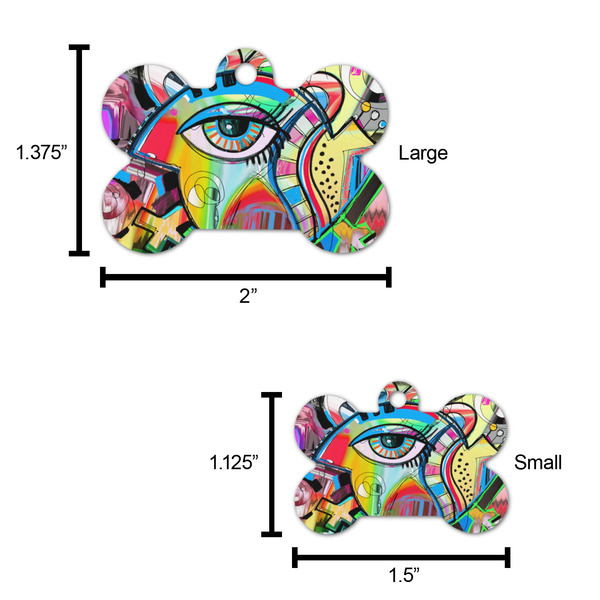 Abstract Eye Painting Bone Shaped Dog ID Tag - Large - Scale