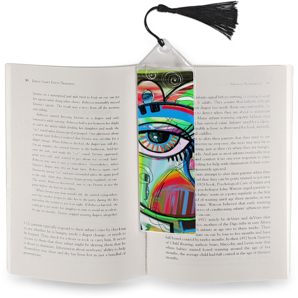 Abstract Eye Painting Bookmark with tassel - In book