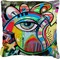 Abstract Eye Painting Burlap Pillow 16"