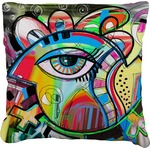 Abstract Eye Painting Faux-Linen Throw Pillow 26"
