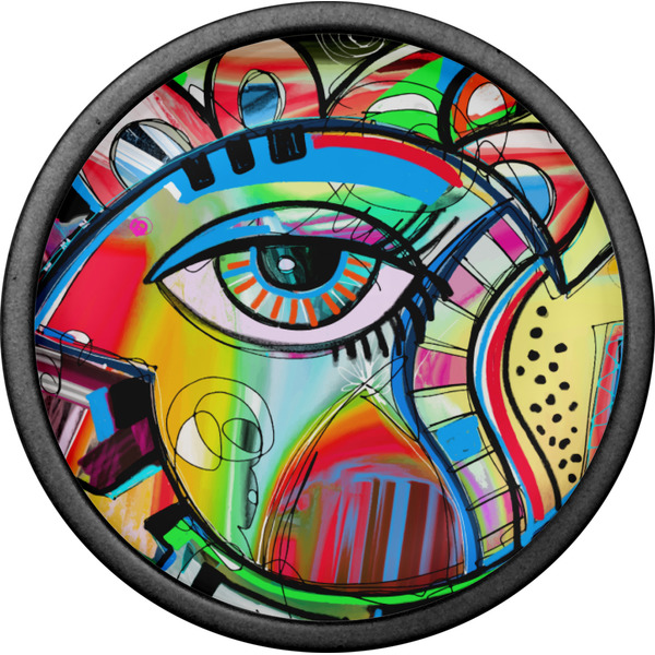 Abstract Eye Painting Cabinet Knob - Black - Front