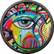 Abstract Eye Painting Cabinet Knob - Black - Front