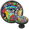 Abstract Eye Painting Cabinet Knob - Black - Multi Angle
