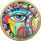 Abstract Eye Painting Cabinet Knob - Gold - Front