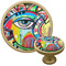 Abstract Eye Painting Cabinet Knob - Gold - Multi Angle