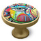 Abstract Eye Painting Cabinet Knob - Gold - Side