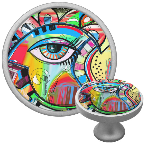 Custom Abstract Eye Painting Cabinet Knob (Silver)