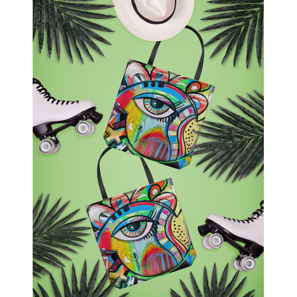 Abstract Eye Painting Canvas Tote Lifestyle Front and Back