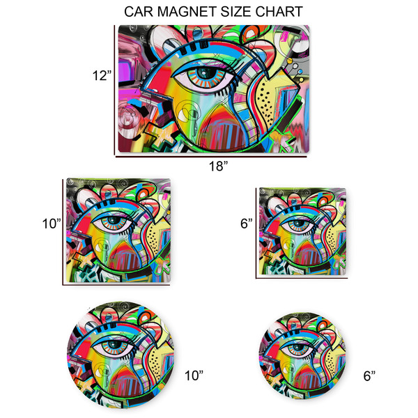 Abstract Eye Painting Car Magnets - SIZE CHART