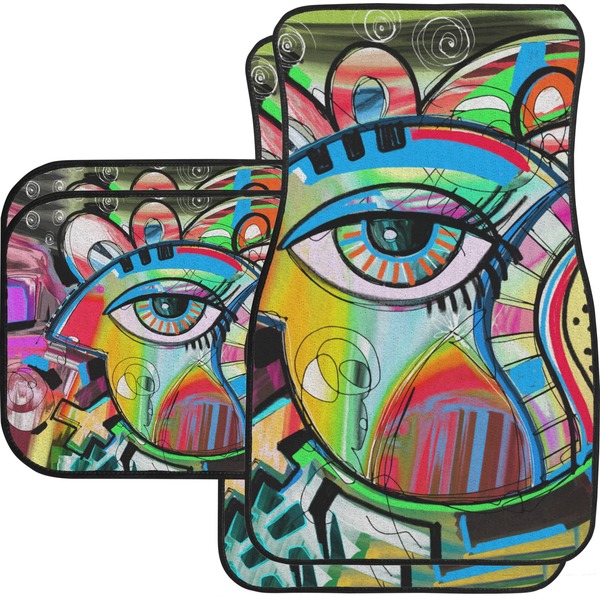 Custom Abstract Eye Painting Car Floor Mats Set - 2 Front & 2 Back