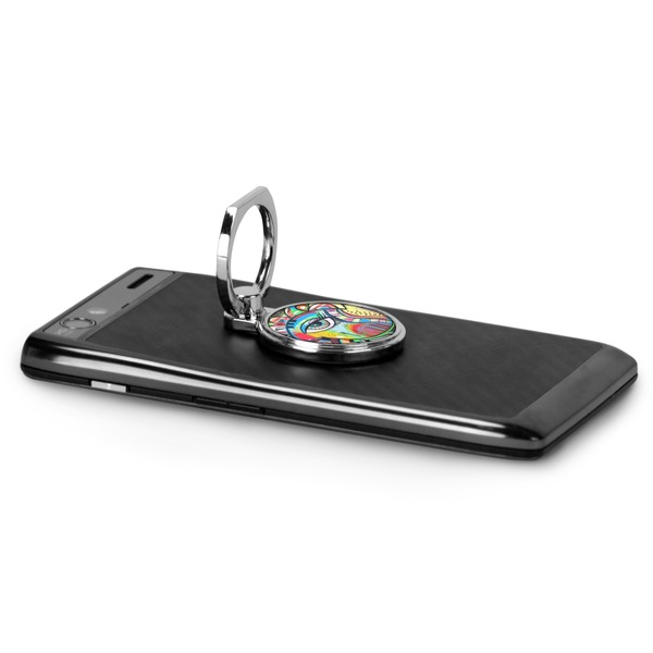 Abstract Eye Painting Cell Phone Ring & Stand in Use