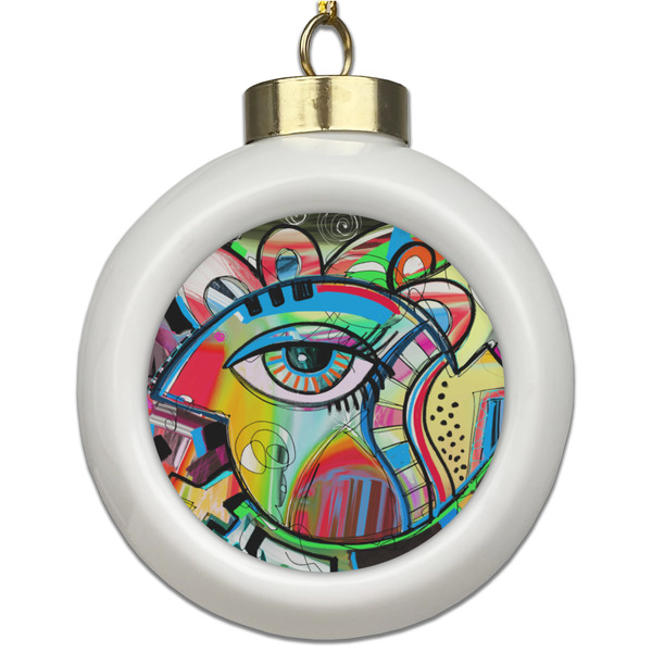 Custom Abstract Eye Painting Ceramic Ball Ornament