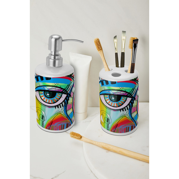 Abstract Eye Painting Ceramic Bathroom Accessories - LIFESTYLE (toothbrush holder & soap dispenser)